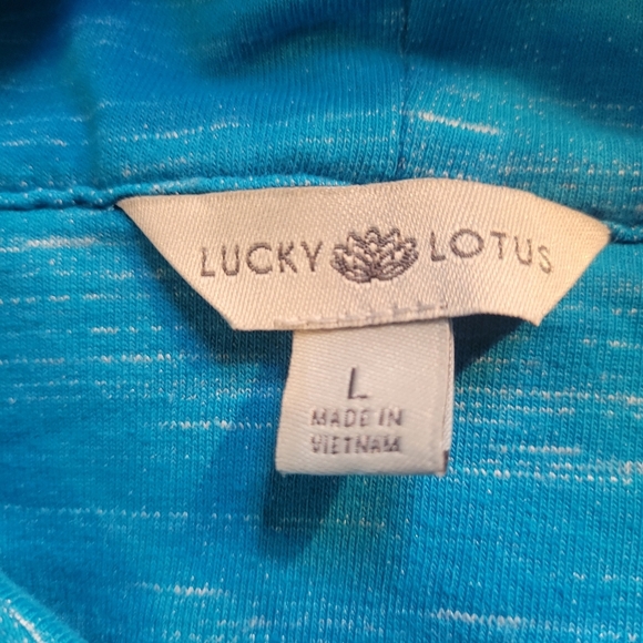 Lucky Lotus Blue Women's Asymmetrical Zip Jacket. Size L - Picture 2 of 5
